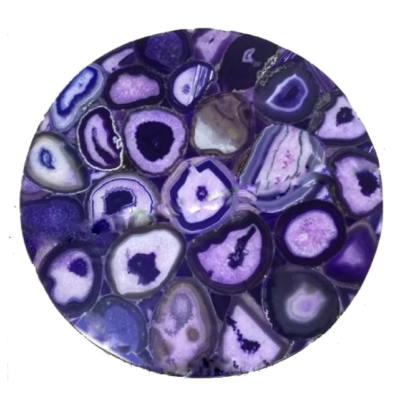 Natural Purple Agate Coffee Round Table Top Handmade Patio Decor Interior Gifts