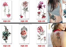 6 X Flowers Temporary Body Arm Tattoo Sticker Half Sleeve Fake Waterproof US