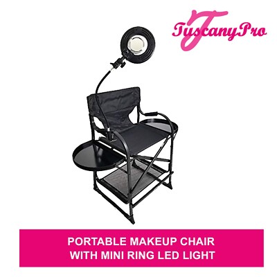 Portable Salon Chair with Mini Ring LED Light for Hair Stylist