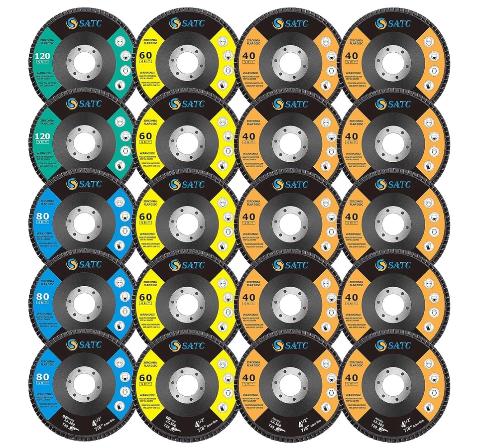 40 Pack 4.5" 4-1/2" Zirconia Flap Disc 40 60 80 120 Grit Sanding Grinding Wheel - Image 2 of 4