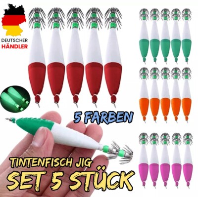 5 Stk Set Leuchtender Tintenfisch Jig Kunstköder Squid Hook Octopus Sepia Angeln
