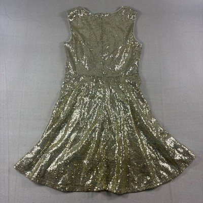 gold fit and flare cocktail dress Dressever Gold Sequin Fit Flare Dress Party Cocktail Sparkle Size 1