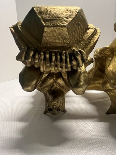 2 VTG 1995 Paper Magic Group Gargoyle Hanging Halloween Decorations GOLD PAINTED - Picture 10 of 18