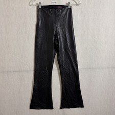 Commando Women's Size Medium Black Faux Leather Pull On Cropped Flare Pant