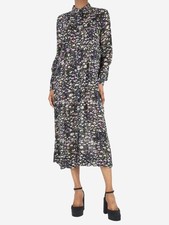 Ganni Multi floral-printed sheer midi dress - size UK 6