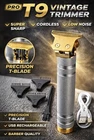 Vintage T9 Gold Beard Trimmer for Men – Cordless Hair Clipper Razor Barber Machi