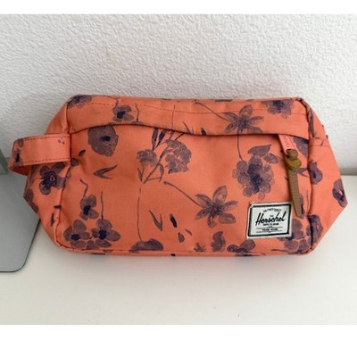 Herschel Supply Co Chapter Travel Kit Toiletry Bag Coral Floral Print Pouch