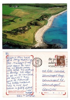 Postkarte - Shiskine Golfplatz und Strand, Isle of Arran - 1992 VERSCHICKT