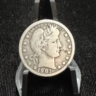 1901 O United States Barber Quarter 25C Silver Coin