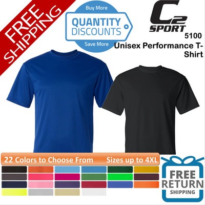   C2 Sport Men 100% Poly Performance Fabric Short Sleeve T-shirt Up To 4XL 5100