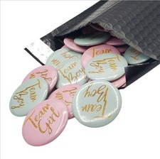 60pc Gender Reveal Team Boy Team Girl Button Pins Baby Shower Party Badges