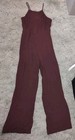 Abercrombie & Fitch Back Bow Tie Jumpsuit Burgundy Women's L Preppy Beach (973)