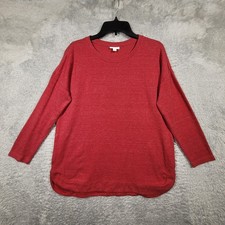 J Jill Sweater Womens Medium Petite Red Knit Pockets Long Sleeve