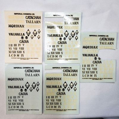 Warhammer 40k Astra Militarum Imperial Chimera 5x Transfer Sheets B 1996 GW