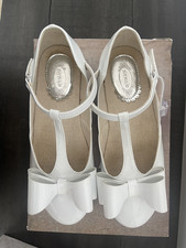 JOYFOLIE Girls Vivian T-strap Flats in White Patent Leather-Pre-Owned Excellent