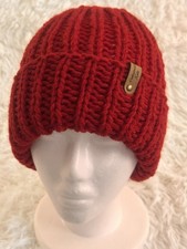 Chunky knit ribbed wool beanie hat, Womens handmade knitted hats