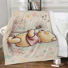 Fluffy Winnie The Pooh And Flower Fly, Disney Fleece Blanket, Fleece Blanket