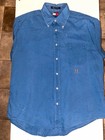 Chemise Tommy Hilfiger Homme L – Lin/Coton – Bleue – Col boutonné