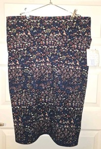 NWT LULAROE Cassie Sz XL Blue, Orange, White, Navy,  Geometric Pencil Skirt 