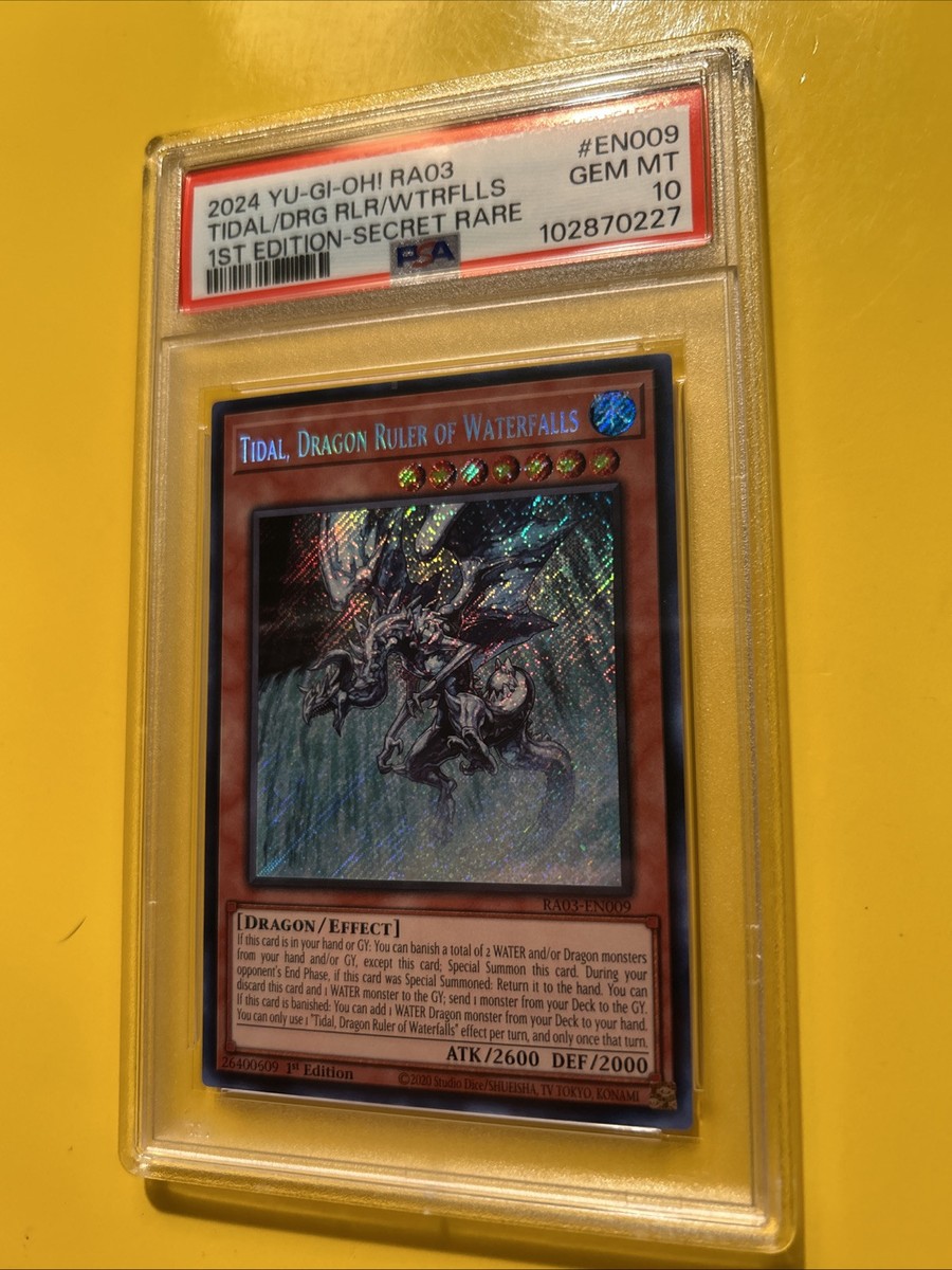 YuGiOh TIDAL, DRAGON RULER OF WATERFALLS #RA03-EN009🔥PSA 10🔥1st
