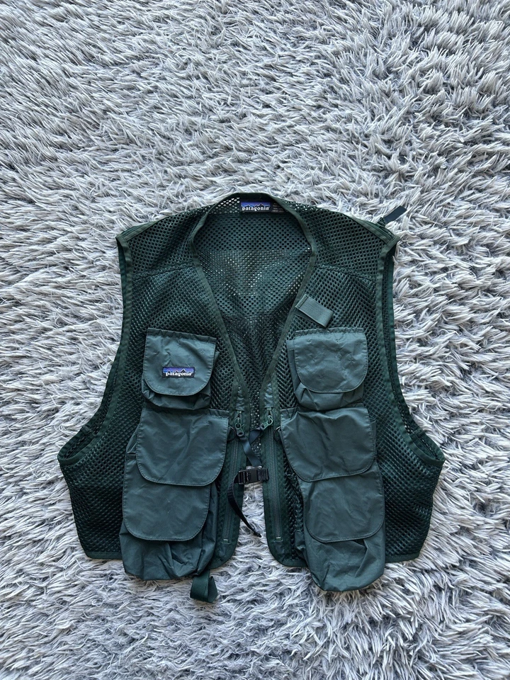 Chaleco Patagonia Mujer XL Verde Pesca con Mosca Malla Bolsillo Utilitario De Colección 82681 Foto 2 de 4