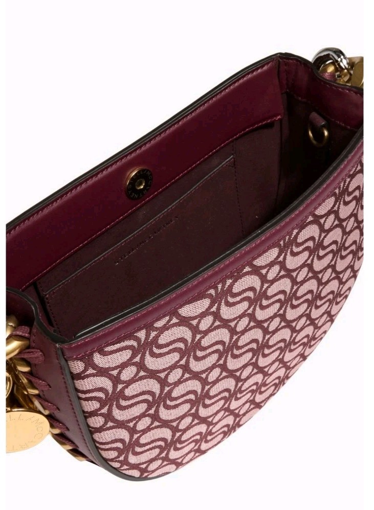 Stella McCartney Frayme S- Wave Red Jacquard Fully Lined Shoulder Bag Chain Top image 3