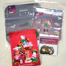 Sanrio Christmas Wrapping Set Bag Stickers Drawstring Pouch Zip Bags New