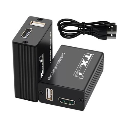 30M Aluminium USB KVM HDMI Extender RJ45 Cat6 Ethernet Netzwerkkabel Zubehör