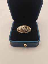 Vintage Designer RJ Greek Key Cut-Out Design Sterling Silver Ring - SZ 10