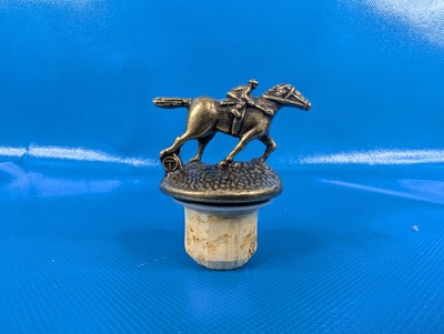 Blanton s Bourbon Whiskey Cork Bottle Stopper w/Race Horse & Jockey Letter T