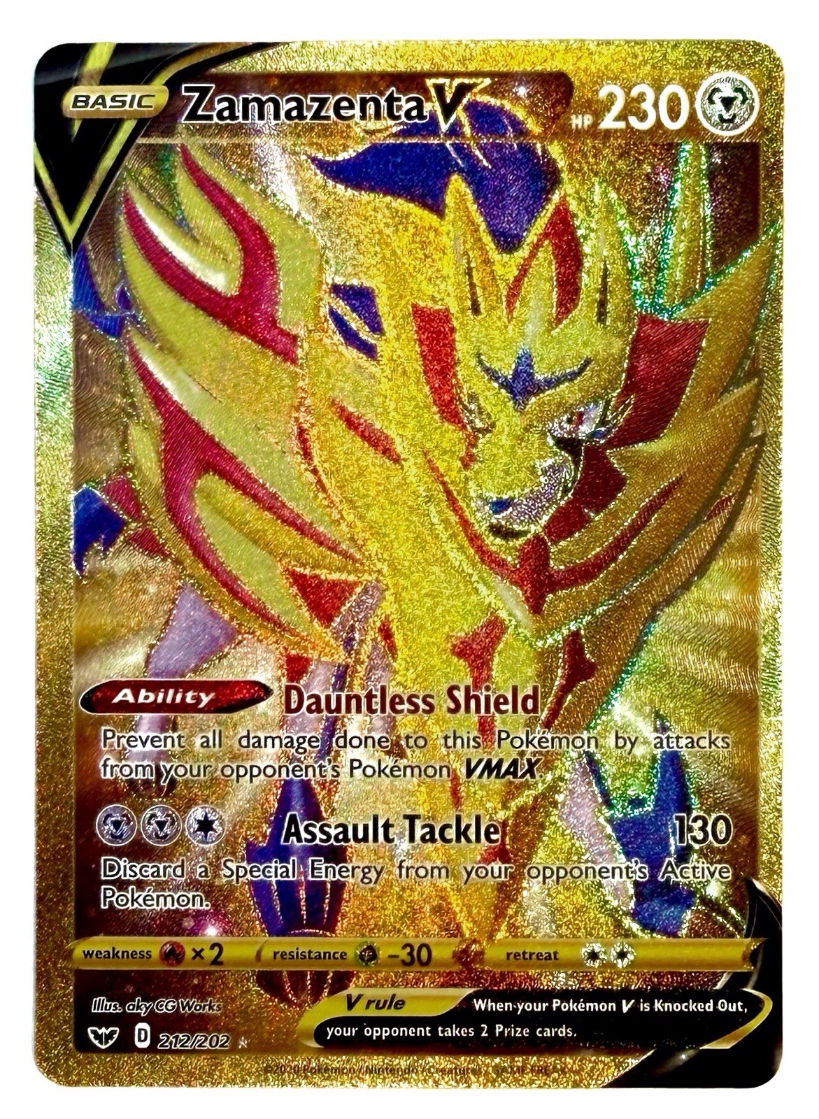 Zamazenta V - 212/202 - SWSH Base Set Secret Rare Pokémon Card - MINT