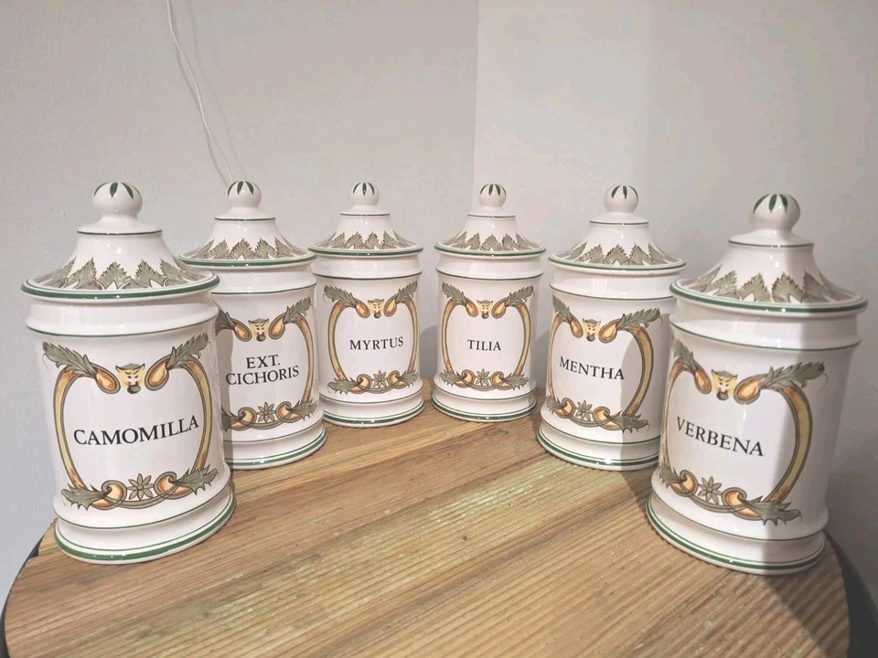 6 anciens pots de pharmacie en céramique baudour Belgium. - Photo 2/4