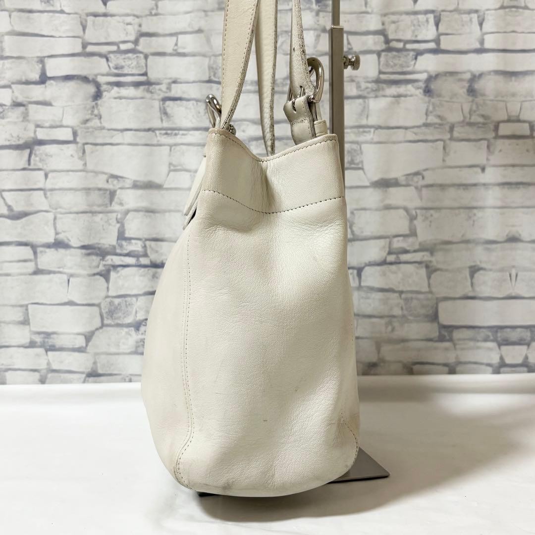 Old Coach Leather Shoulder Bag 4157 White Small G128 thumbnail 5