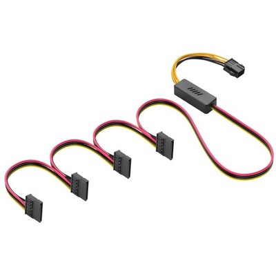 6 Pin ATX PSU To 4 Port SATA Power Cable With Voltage Regulator Adapter
