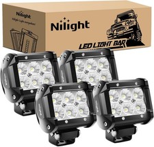 Nilight LED Pods 4PCS 18W 1260lm Flood LED Light Bar Driving Fog Light Off Road