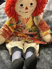 Handmade Vintage Raggedy Ann Rag Doll Darling Dress Red Hair 19”