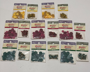 LOT 16 pkg MATCHING EYELET BUTTON Scrapbook Christmas Card Embellishments NEW