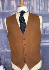 Vintage Austin Reed Fawn Coloured Wool Doeskin Waistcoat/vest 40"/102cm Chest...