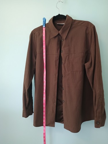 Camicia vintage Karen Scott marrone cioccolato shacket MEDIA con bottoni finta pelle scamosciata - Foto 8 di 11