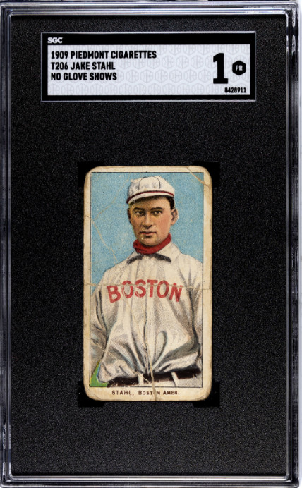1909 Piedmont Cigarettes (T206) Stahl, Jake No Glove Shows SGC 1