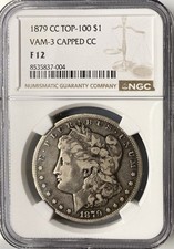 NGC F 12 1879-cc Morgan Silver Dollar TOP 100 VAM 3 (Capped die)