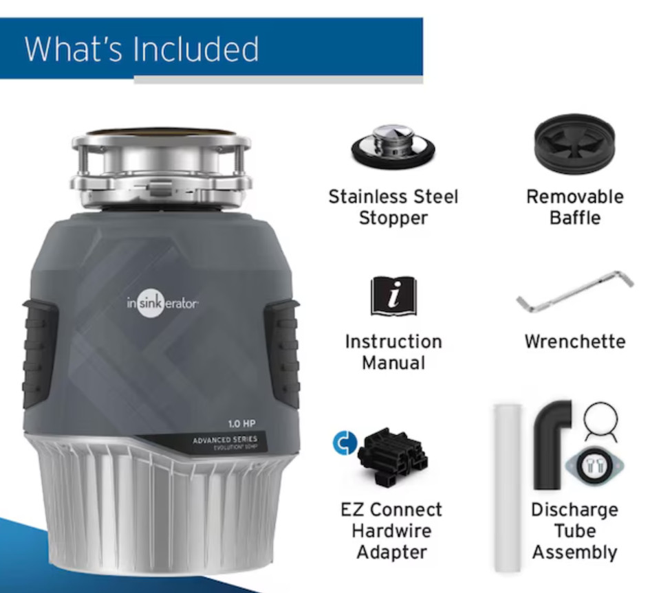 InSinkErator Advanced Evolution 1HP Garbage Disposal Quiet Septic Safe