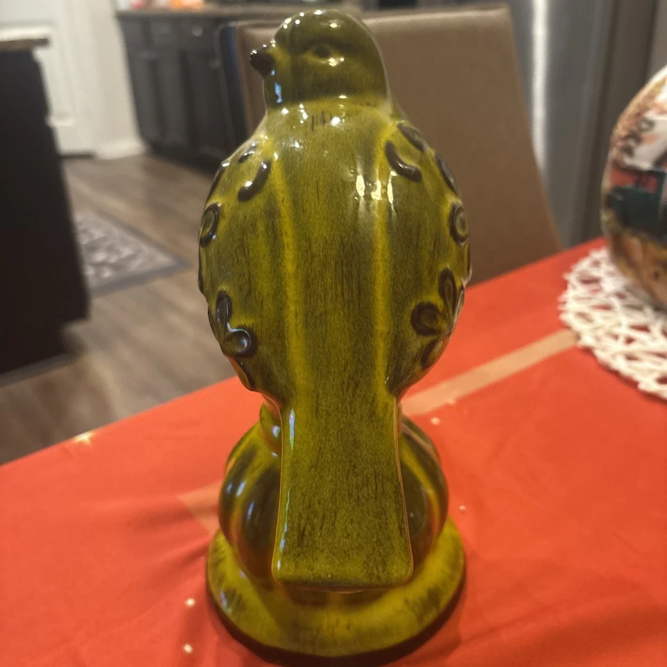 Large Green Bird On Petel Stool 9” - Image 3 of 4