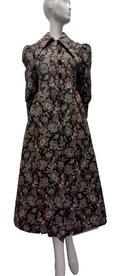 Casaco de tapeçaria boêmio vintage colarinho largo estilo vitoriano lavanda borgonha - Imagem 2 de 4