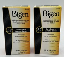 BIGEN 57 Lot Of 2 Dark Brown POWDER HAIR COLOR No Ammonia Mix W/Water 0.21 oz