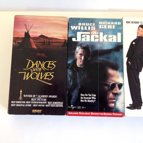 (4) Vintage Movie Lot VHS The Jackal Pretty Women Dancing w Wolves Black Pearl - Picture 2 of 11