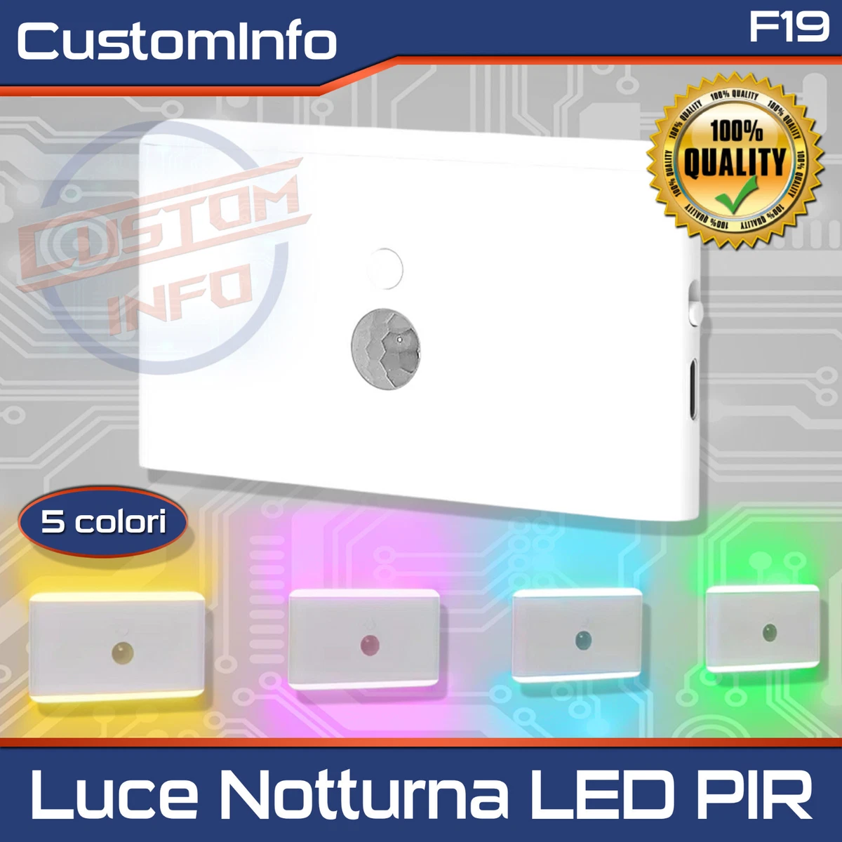 LED Luz Nocturna Sensor De Movimiento 5 Colores Apreciable USB Recargable | RGB