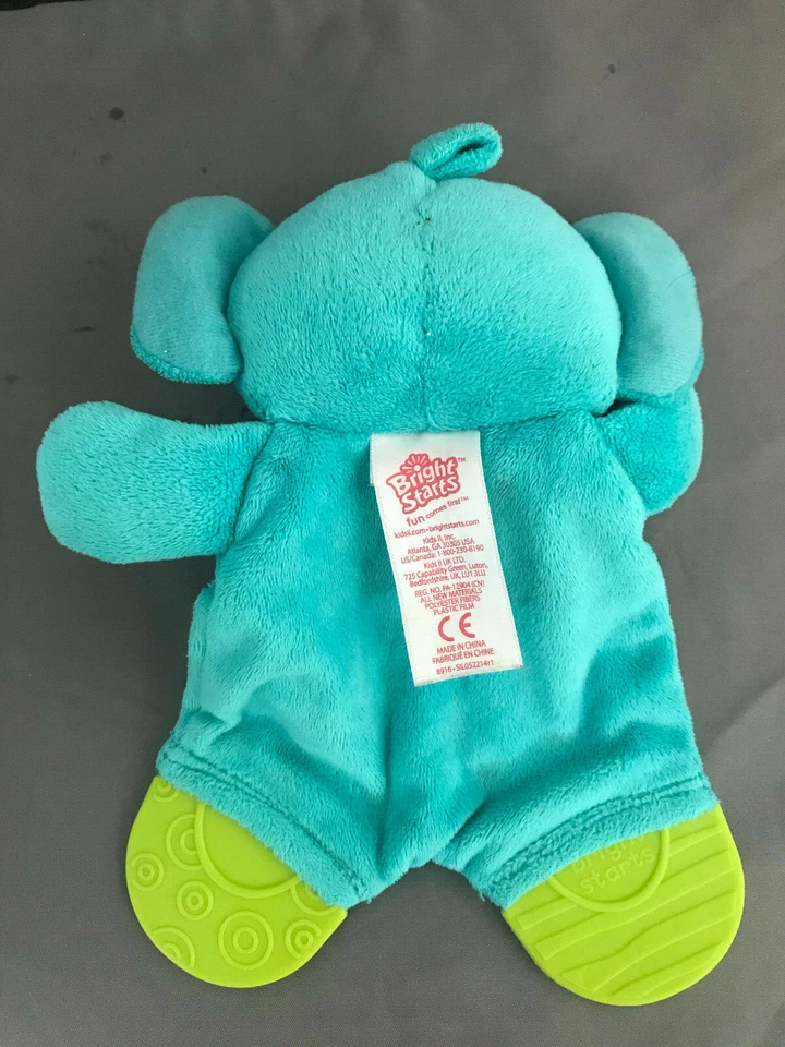 ELEPHANT Plush TEETHER Crinkle Belly Toy Stuffed baby Bright Starts Rattle - Image 2 of 4