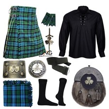 Scozzese Uomo 10 Pezzi Trifoglio Sporran Kilt Completo Matrimonio Kilt Set