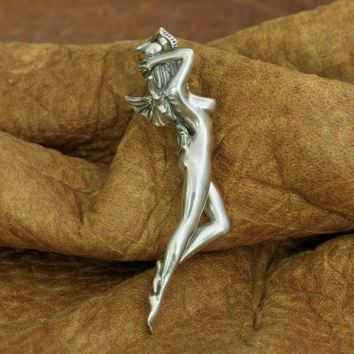 925 Sterling Silver Sexy Naked Night Witch Pendant Charms Punk Jewelry TA271D - Picture 6 of 12